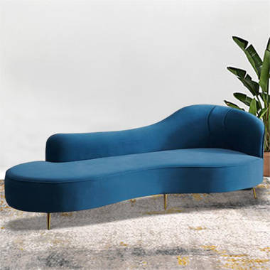 Copine peacock velvet 2025 curved chaise lounge